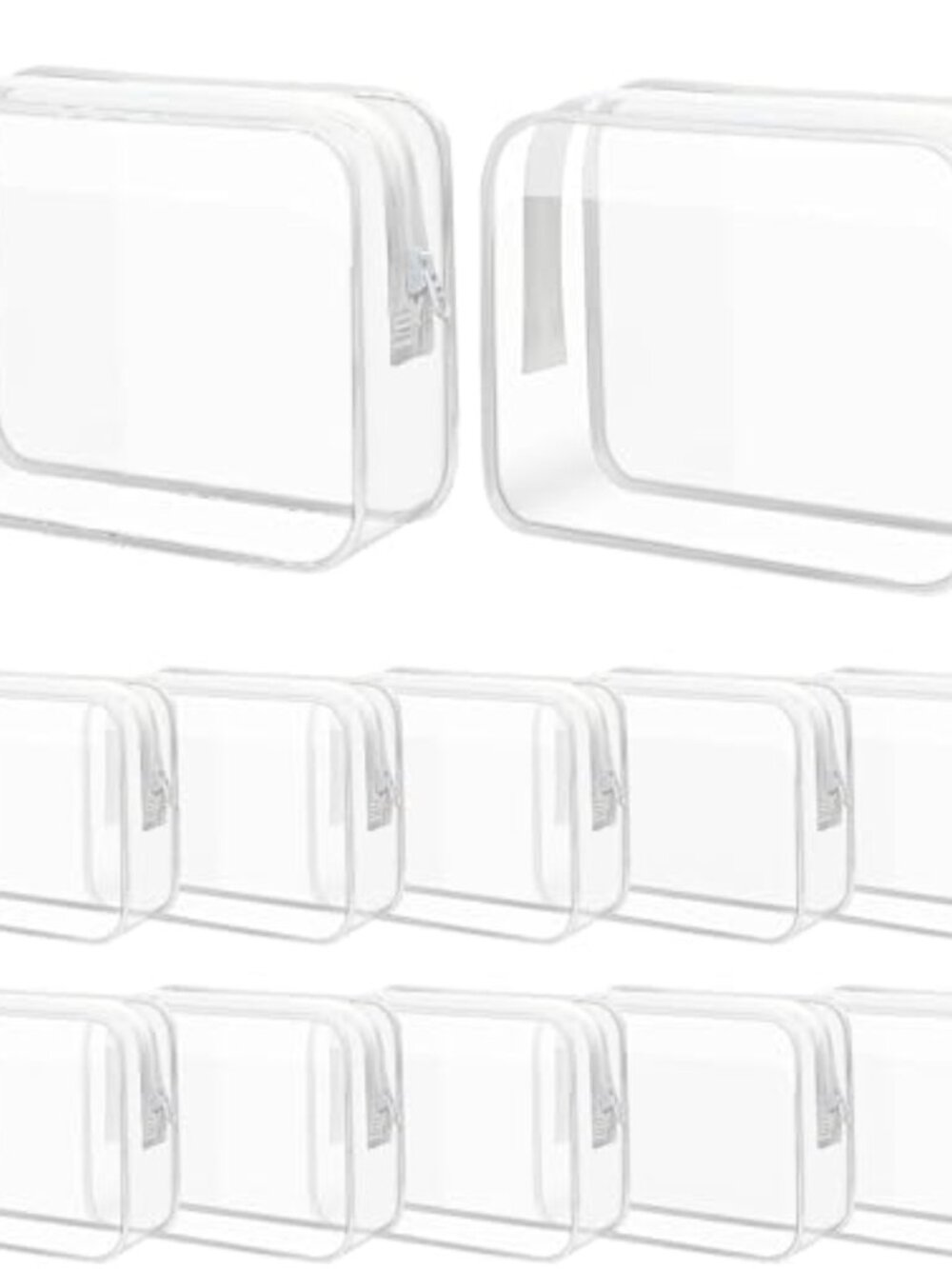 12 Pack Clear PVC Cosmetic Bags TSA Approved Travel Toiletry Pouches